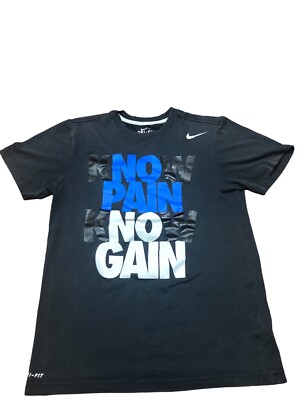 Nike Shirt Men small Black Dri Fit Pink Know Pain Know Gain