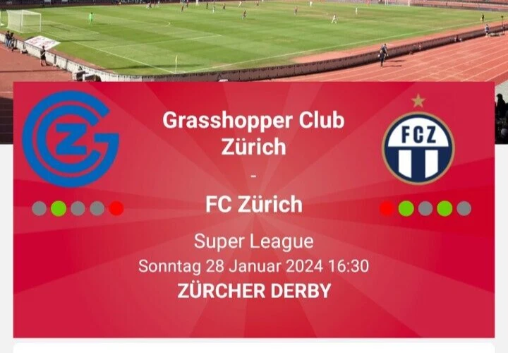 2x Tickets Grasshopper Club Zürich - FC Zürich Ticket Züricher Derby - Bild 1 von 1