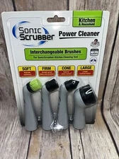 Sonic Scrubber Power Cleaner Interchangeable Brush Heads Kitchen Cleaning Tool