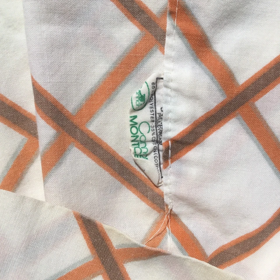 Sábana plana vintage con dos fundas de almohada 1970 retro naranja a cuadros 94"x 86" cañón Foto 4 de 4