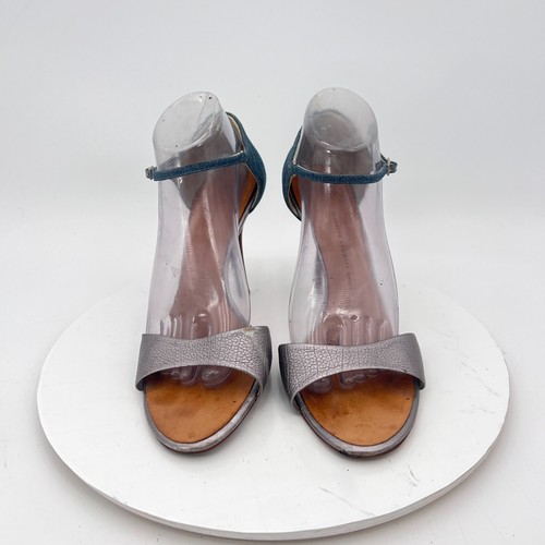 Giuseppe Zanotti Women Size EU 41 US 11 Grey Green Leather Strap Heel Sandal - Picture 2 of 15