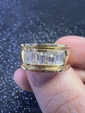14K Yellow Gold Men  s Diamond Baguette Band Diamond Baguette Ring