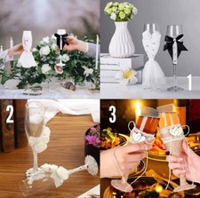 Set Of 2 Wedding Champagne Glasses - Bride Groom Gift Present Anniversary