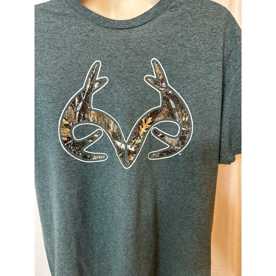 Realtree Camo Antler Graphic T-Shirt Mens Medium Green Outdoor Hunting Tee - Image 3 of 4