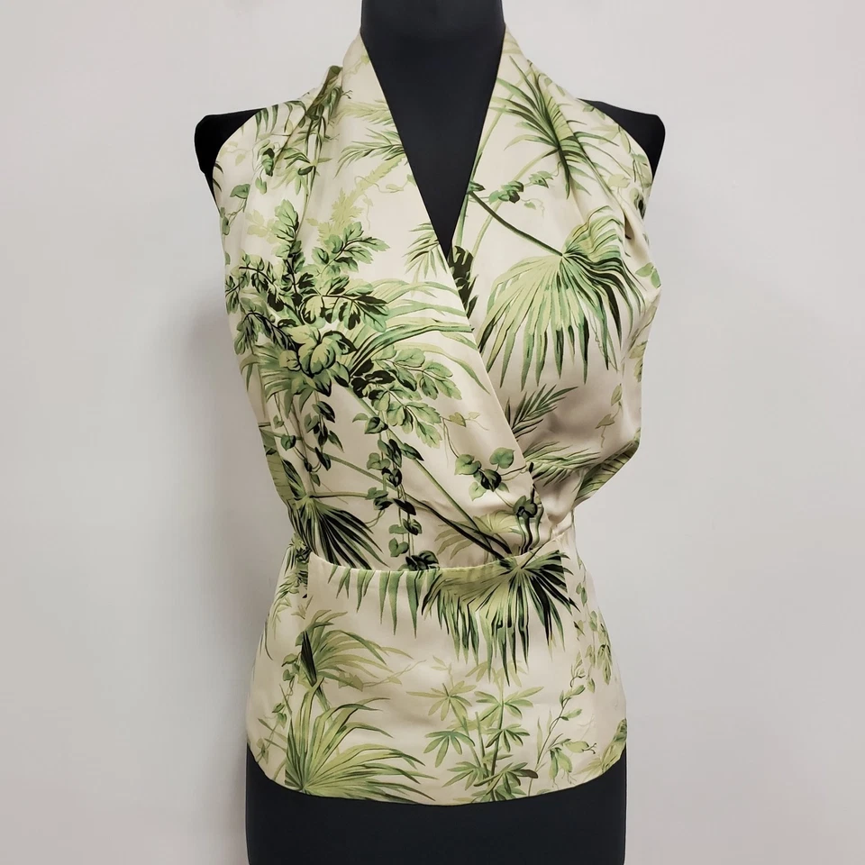 De Colección Doncaster Mujer Tropical Floral Seda Halter Babydoll Top Talla 10 Marfil Foto 2 de 4