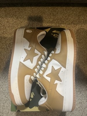 A Bathing Ape Bape Sta White Beige Size 9 Brand New With Flaw Replacement Box