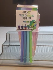 Ello Color Changing Tumblers Set 4 Pack With Straws/Lids New 12 OZ