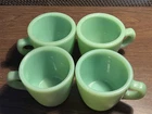 4 Fire King Oven Ware Jadeite Green Vintage Coffee Cup C Handle Restaurantware