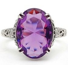 4CT Natural Amethyst 925 Sterling Silver Filigree Ring Sz 6,7,8,9 AZ3