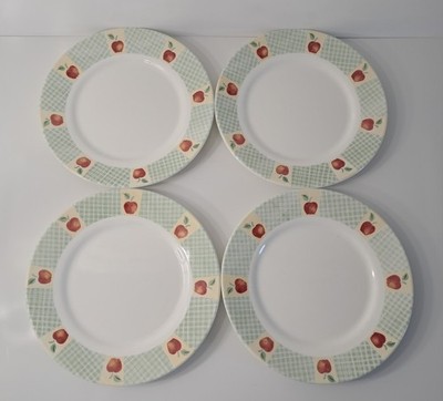 Vintage Corelle Luxe Apple Harvest Dinner Plates 4 Woven 10.25''D Corning USA 