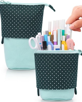Sooez Standing Pencil Case, Cute Stand up Pouch, Large, Green 