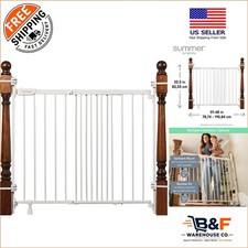 Stairway 46W Series 32"-48" Wide Baby Dog Gate - Sleek White Metal Safety