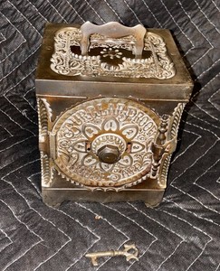 Nickel Coin Bank Safe Key and Combination Stevens 1897 Burglar Proof Ornate