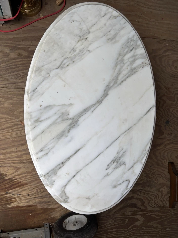 Antique Victorian Wood Coffee Table w/ Italian Marble Top - Image 2 of 4