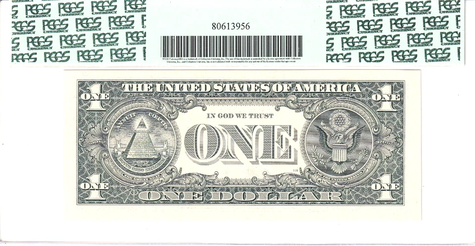 2003A $1 FRN PCGS Very Choice New 64PPQ Fancy TRUE 0/1 BINARY Serial #E01110110B - Image 2 of 2