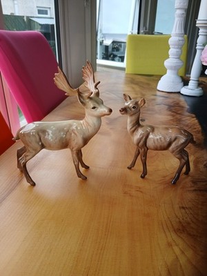 Beswick Figuren, Paar Hirsche, Reh und Hirsch, Made in England