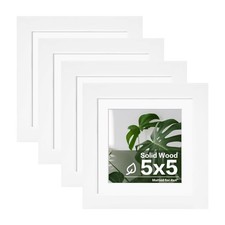 5x5 Picture Frames Set of 4, Made of Solid Wood Covered by Plexiglass Display...