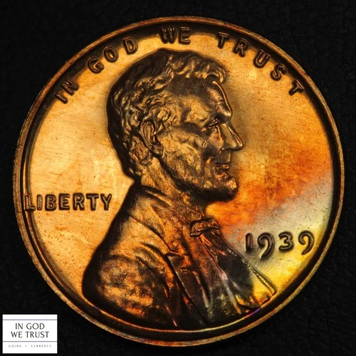 1939 Proof Lincoln Wheat Copper Cent 1C PR (Toned!)