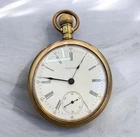 Antique Waltham Pocket Watch Working Roman Numeral Dial Gold Tone Case Vintage