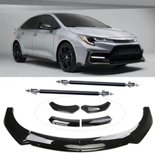 For Toyota Front Bumper Lip Spoiler With Glossy Black Body Kit Strut Rod ABS