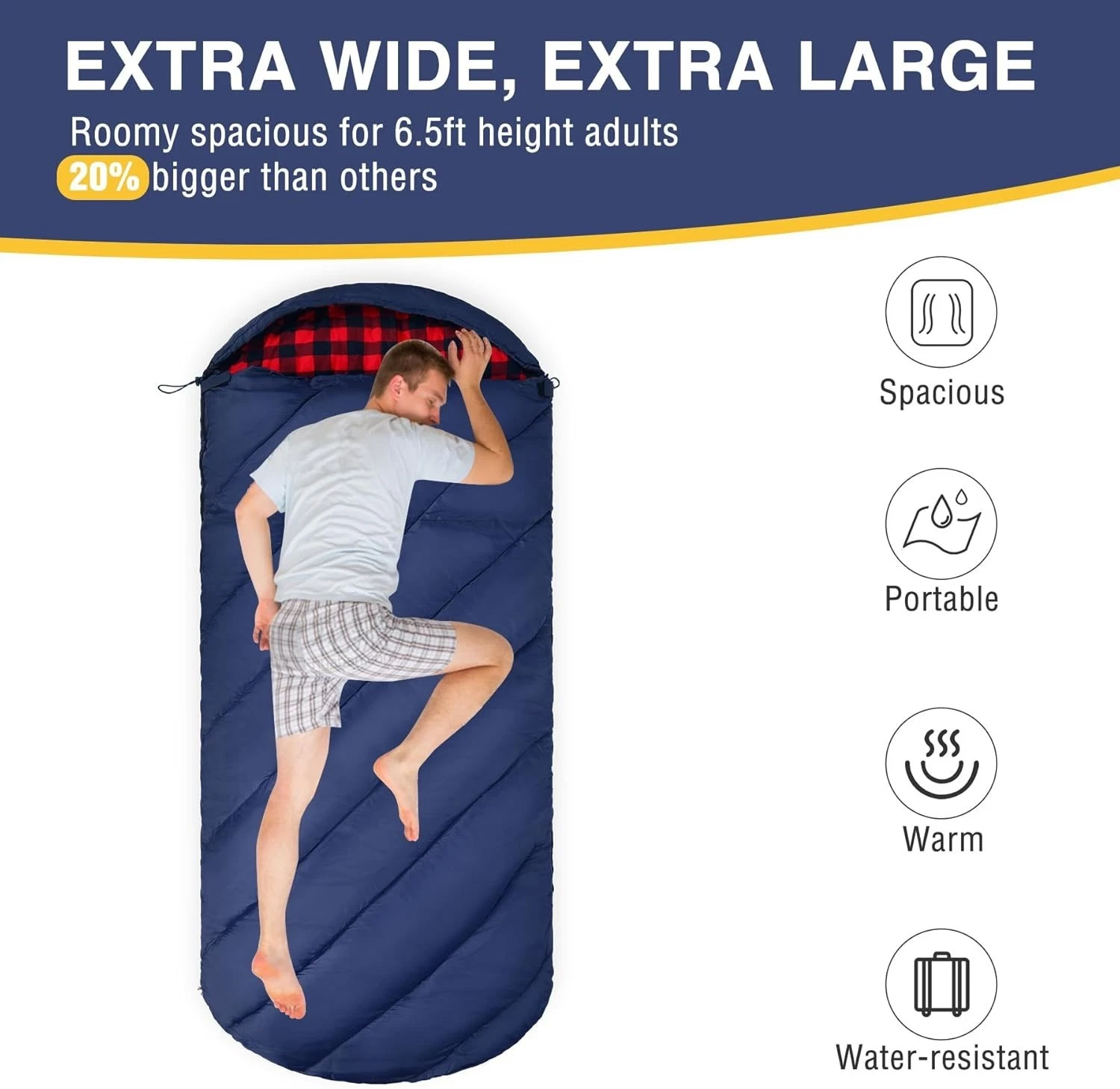 Cotton Flannel Camping Sleeping Bags, 4 Season XXL