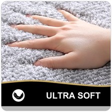 OLANLY Small Bathroom Rugs 24x16, Soft Absorbent Microfiber Bath Rugs, Grey