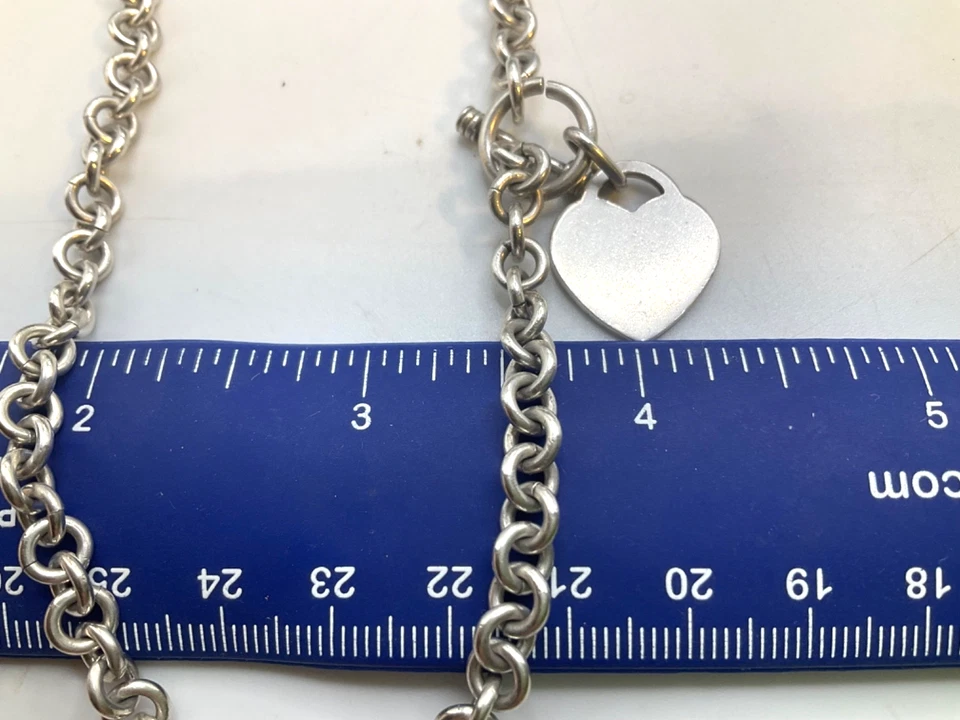 Collar Gargantilla Sterling Corazón Palanca 16.5" Rolo 925 Cadena 32 Gramos Foto 2 de 4