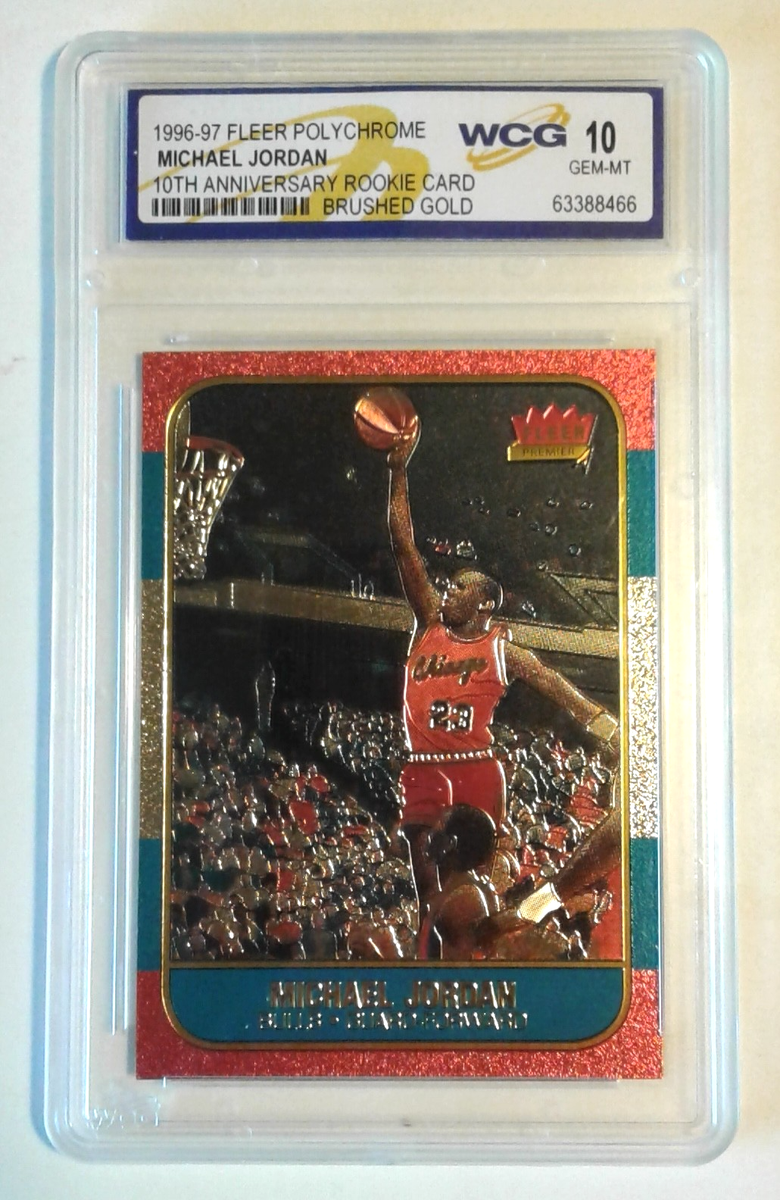 MICHAEL JORDAN 1996 FLEER POLYCHROME 10th ANNIVERS' BRUSHED GOLD