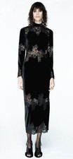 Zara Velvet Black lace Dress Size medium 2157/244/800