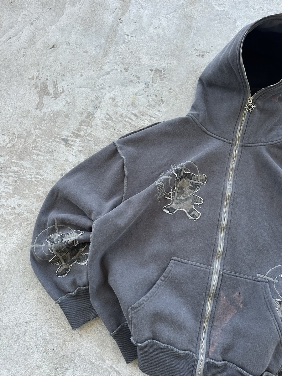 named collective パーカーy2k Named Collective Full Zip Hoodie Embroidered Logos Grey Y2K