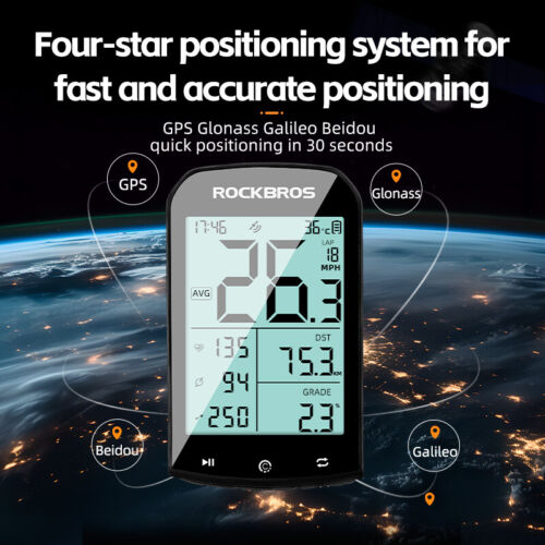 ROCKBROS Bike Speedometer Wireless Computer GPS ANT+ Heart Rate Monitor Mount - Picture 7 of 17
