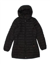Napapijri Womens Hooded Padded Coat Uk 14 Medium Black Polyester Jv01