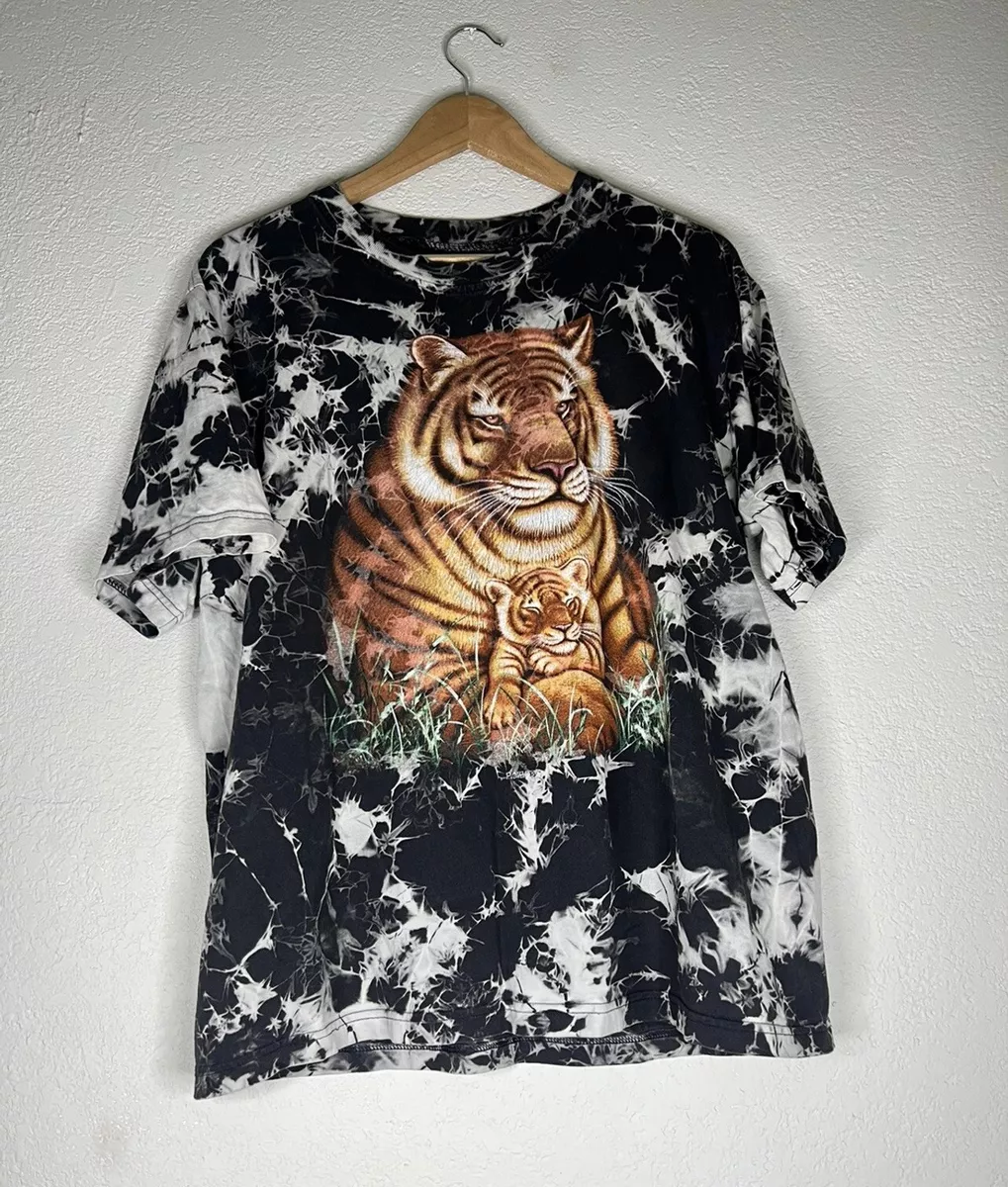 Vintage Tiger tie dye All Over Print shirt size large Animals tigers 90s Animals