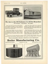 1923 Pure Oil Company of Columbus & Butler Mutual Oil Tanker Truck Ads F&B of Pg