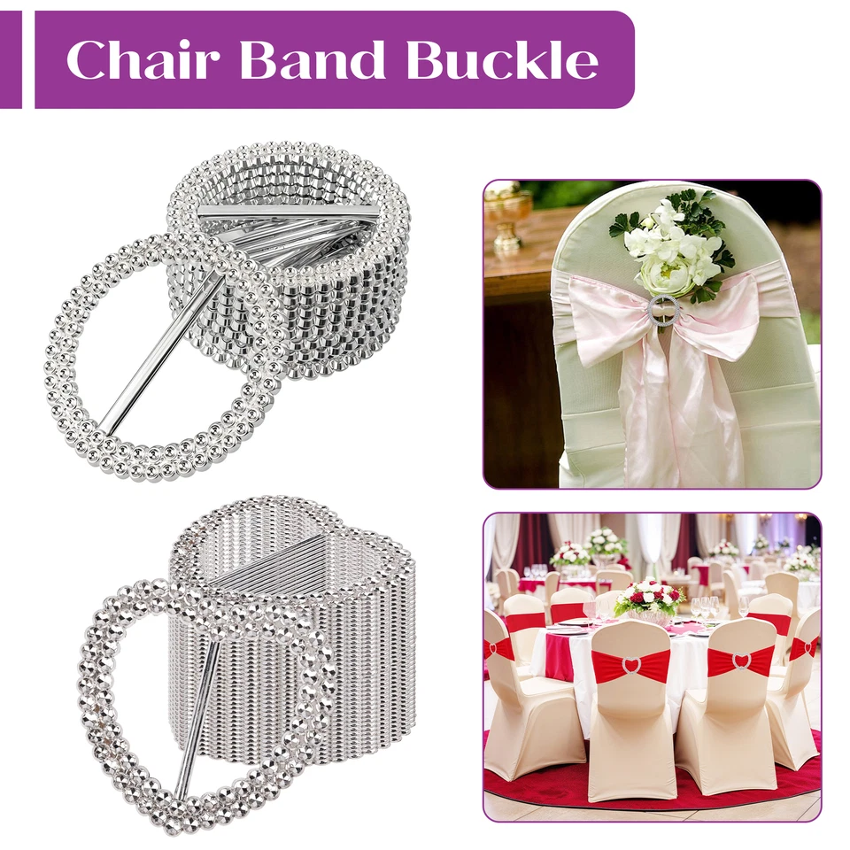Boucle Coulissante Diamant Pour Sash Mariage Argent Coeur Rond Plastique 50mm - Photo 1/1