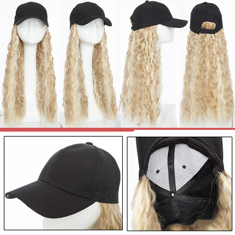 Baseball Cap with Curly Hair Wig Full Wigs Long Natural Wavy  display picture 1
