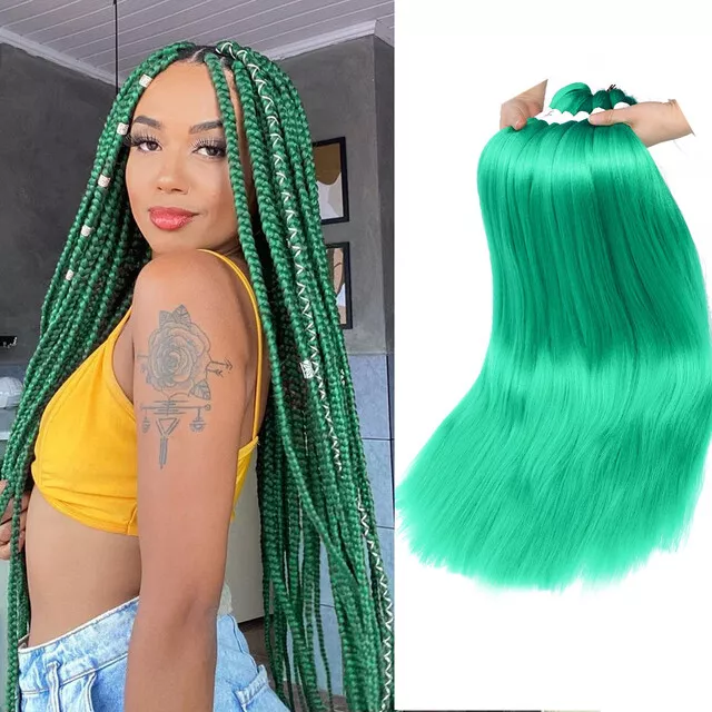 Long Braid 30in/8Pc Synthetic Braids Extensions Green Yaki