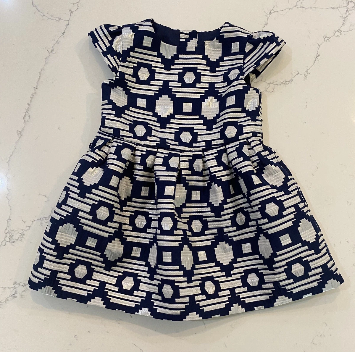 Crazy 8 Baby Girls Dress 18 24 Months Blue Silver Metallic Dressy