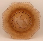 Vintage Octagon Pink Glass Plate American Eagle Shield Seal of United States