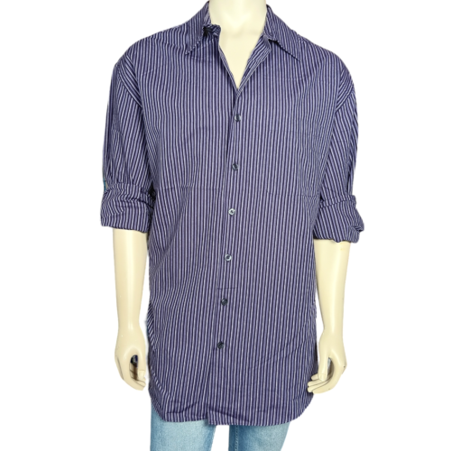 Van Heusen Studio Shirt Size 2XLT Purple Pinstriped Long Sleeve Button Down - Picture 1 of 8