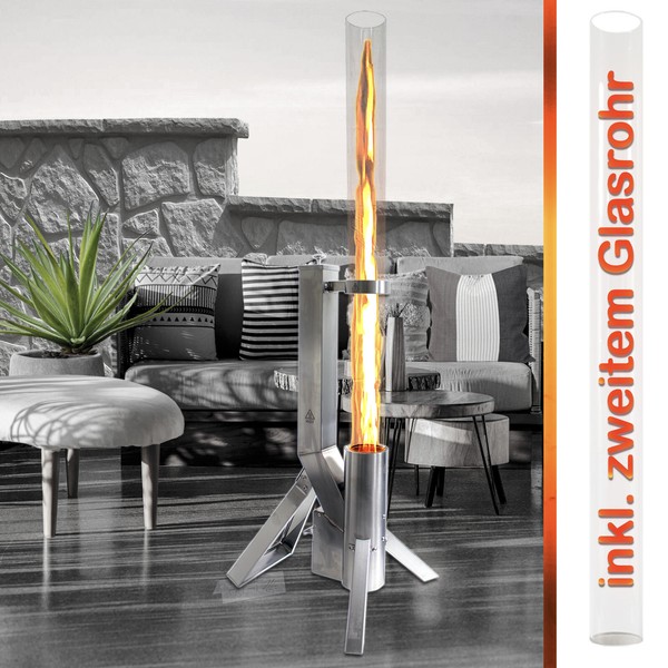 Feuerrohr FeuersäUle Feuer Rohr Fackel Edelstahl Pellet Feuerspiel Pelletfackel-image
