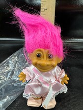 RUSS Troll SWEET SIXTEEN SASH Pink Hair Pink Dress Figure Toy Doll 1990's Vtg