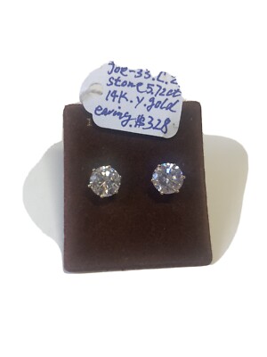 5.72ct natural Italy C. Z. Stone 14 K. Y. Gold thread Post earrings.