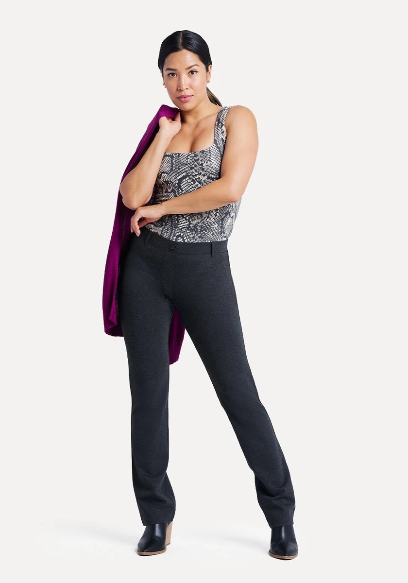 Betabrand Straight Leg Classic Dress Pant Yoga Pants Charcoal Gray XS S Petite