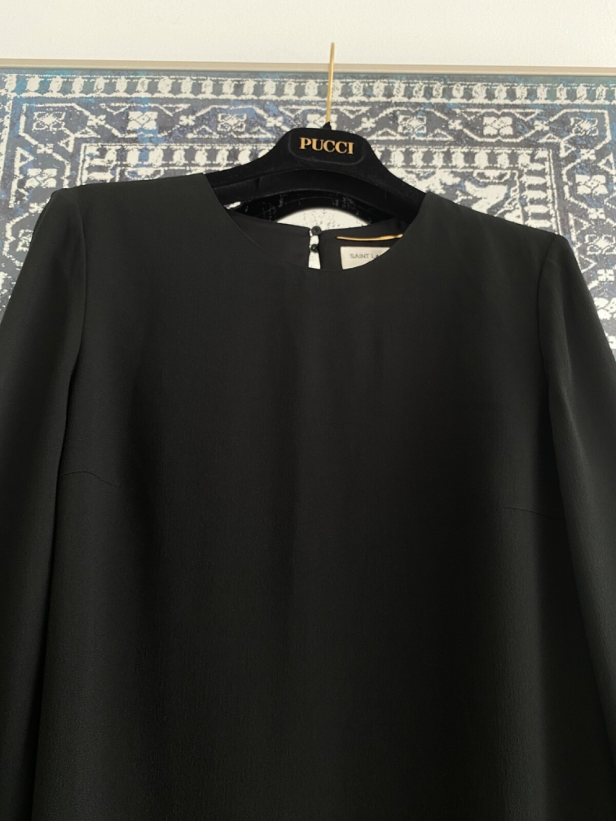 Abito donna Saint Laurent Paris favoloso manica lunga classico nero mini 40 nuovo