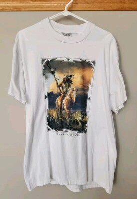Vintage Aztec Native American Shirt XL 90's Three Wolves New Mexico