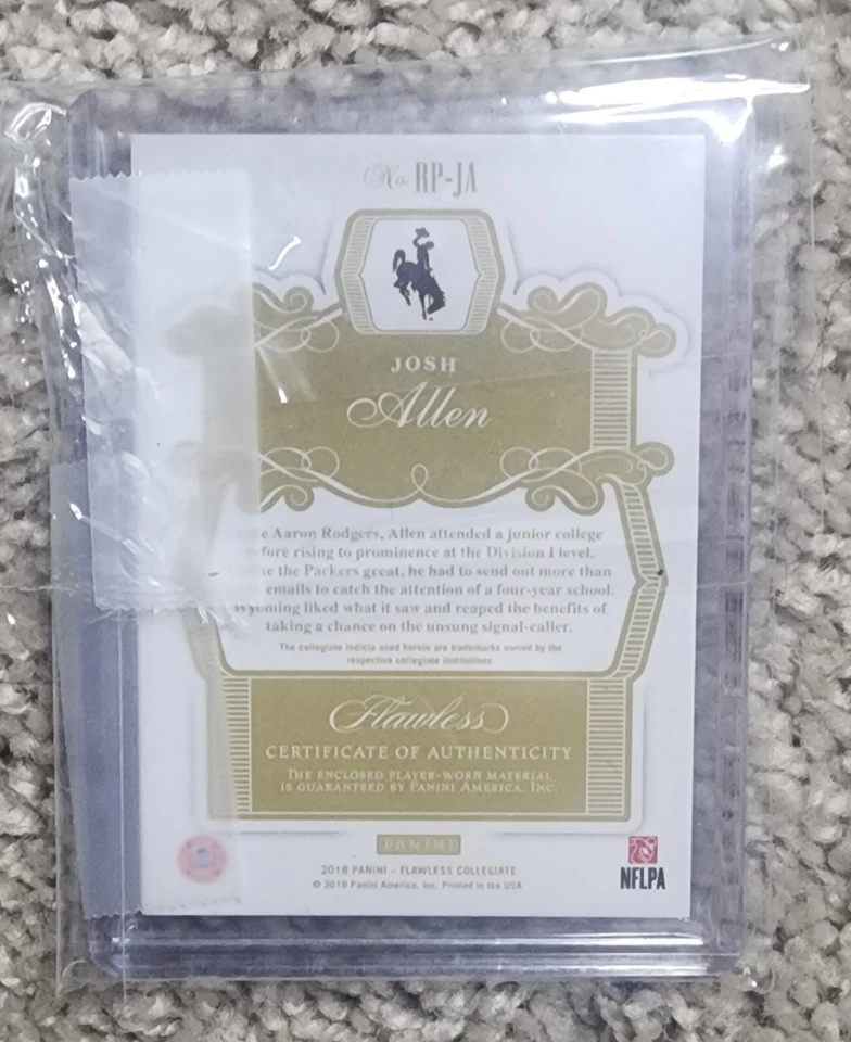 2018 Flawless Collegiate Rookie Patches Blue Josh Allen 11/15 MVP MINT Bills - Image 4 of 4