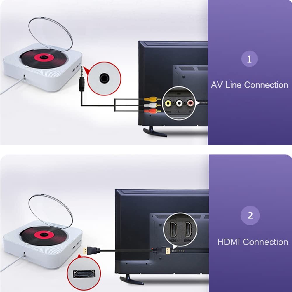 Bluetooth Wall Mountable CD DVD Player Pull-Switch Speaker Remote FM ...