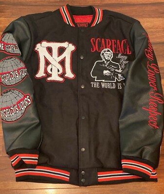 Scarface Reason Unisex Patch Full-Snap Varsity Jacket - Black | eBay