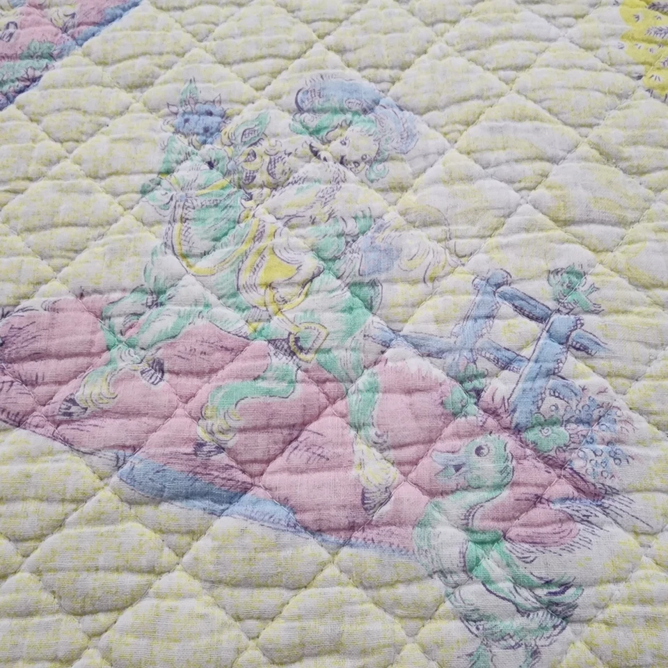 Manta Edredón Bebé Edredón Hinchado Años 30-40 Amarillo Bebé Animales 33x43 Foto 4 de 4